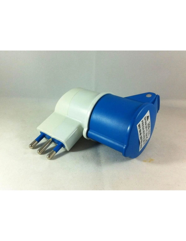 ADATTATORE INDUSTRIALE 16A 90  °  Spina 2P+T 250V - Presa 2P+T 220V