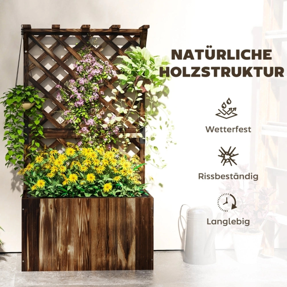 FIORIERA Con Grigliato 64x33x122 cm Legno Antracite