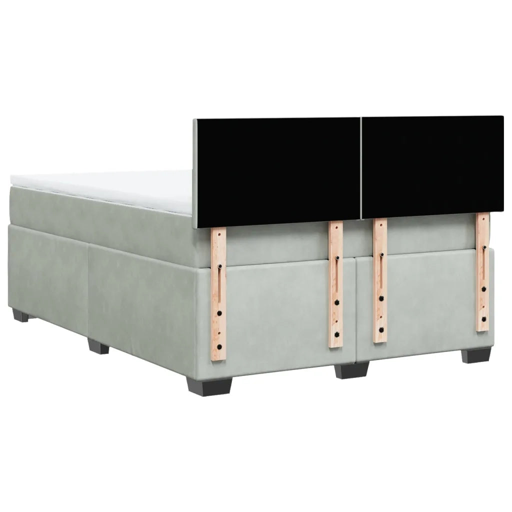 Giroletto a Molle con Materasso Grigio Chiaro 140x200cm Velluto