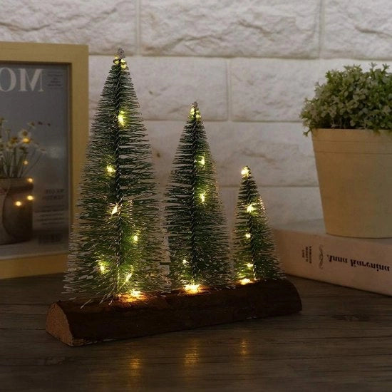 Mini albero di Natale con illuminazione - Decorazione da tavolo per Natale - Mini albero d'arte di Natale - Decorazione di Natale per casa - Ornamento di regalo (luce calda)