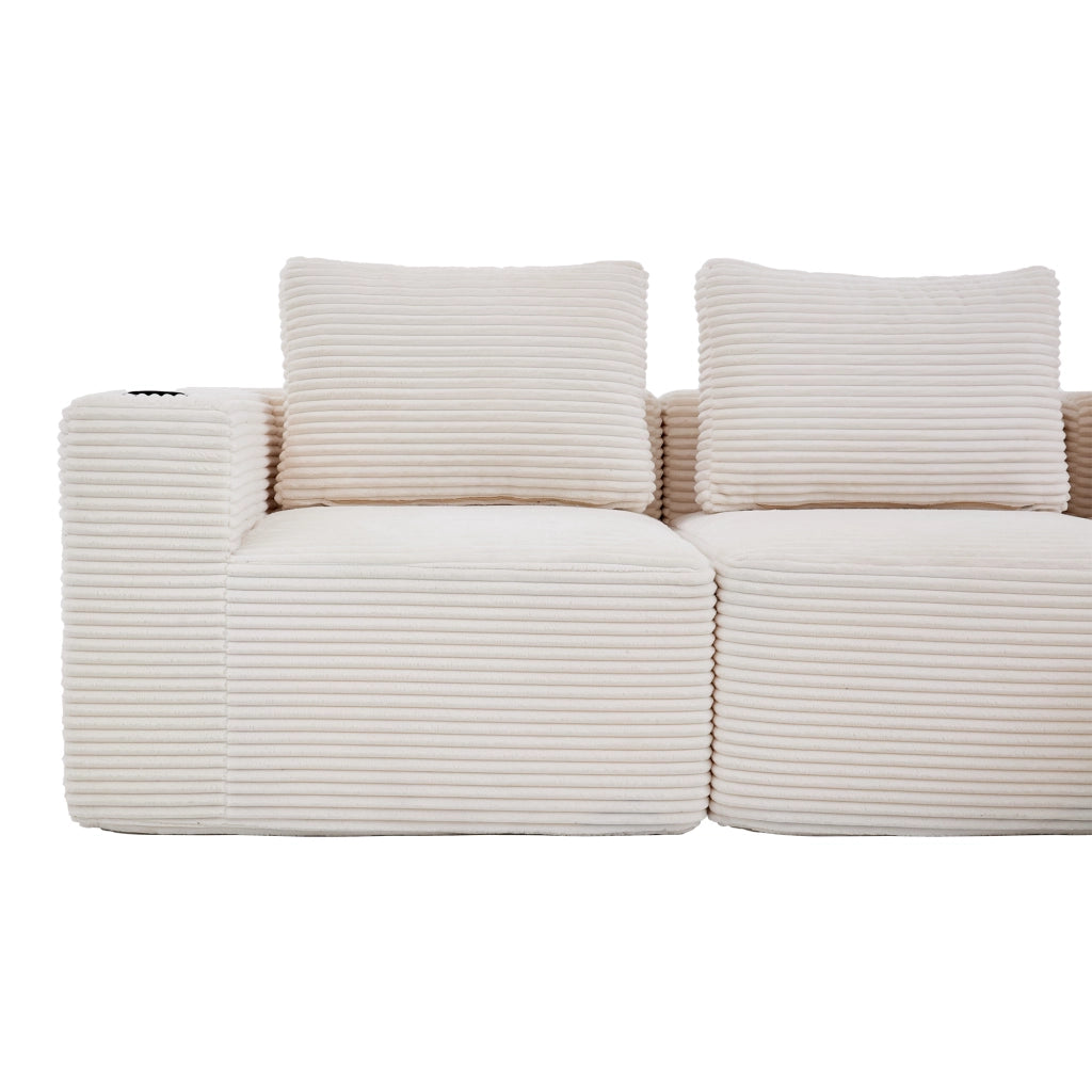 Divano 3 Posti con Cuscini e Portabicchieri ¨C MINIMAL ¨C Tessuto, 265 cm