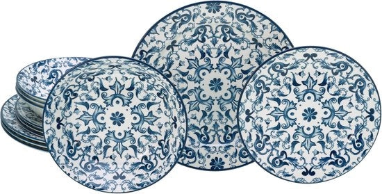 Set da tavola 12 pezzi in ceramica blu Fresco serie 16478 con spedizione gratuita