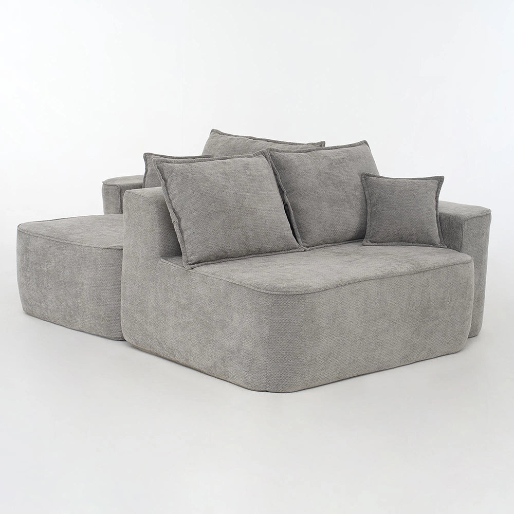 Divano angolare modulare "Cloud Couch" - Xylo - 262 cm con chaise longue, seduta profonda XXL, tessuto chenille grigio