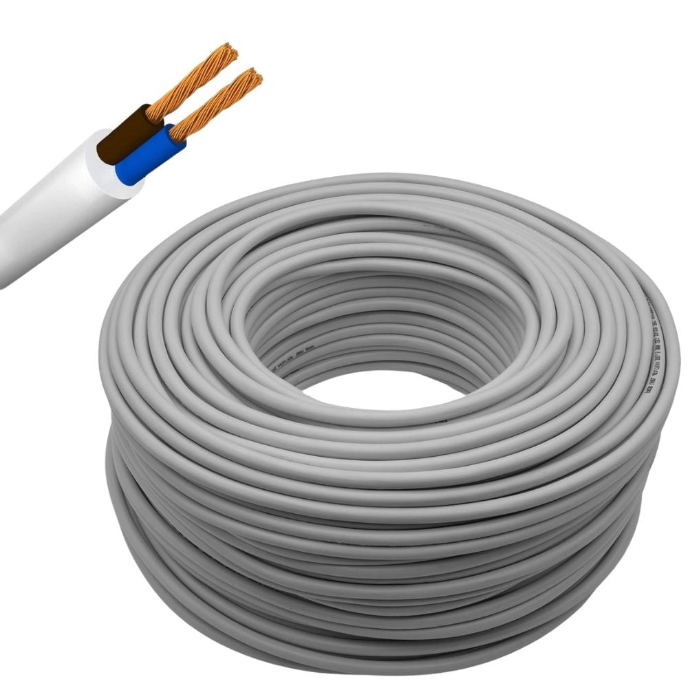 Cavo elettrico grigio fror gommato flessibile tutor bipolare antifiamma 2 fili *** lunghezza metri 10, sezione condut...