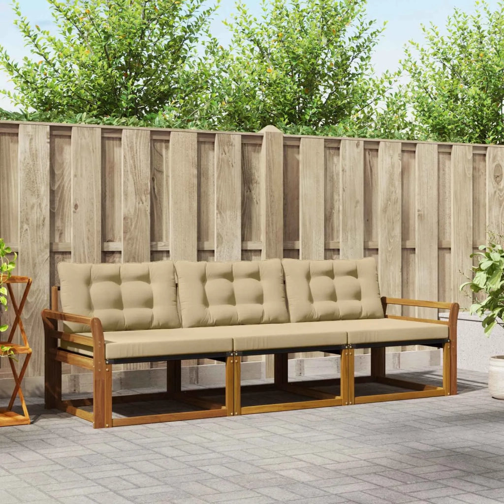 Set di divani da esterno con cuscino 3 pcs Naturale e Beige 3369148
