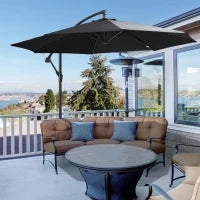 Ombrellone a Braccio Ombrellone con Manovella 3m x 3m x 2.5m Nero