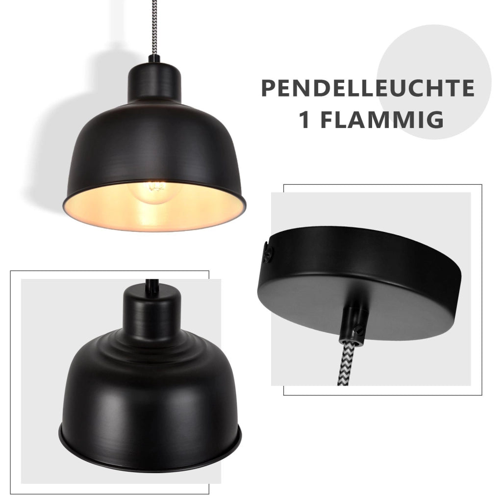 Lampada a sospensione ZMH metallo nero diametro 170 cm E27 vintage per sala da pranzo soggiorno camera e ufficio