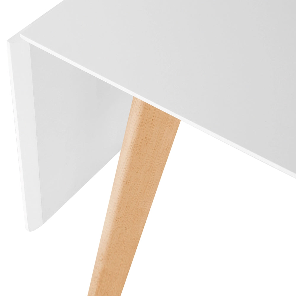 Tavolo da pranzo bianco 120/155 x 80 cm allungabile a goccia gambe in legno scandinavo minimalista