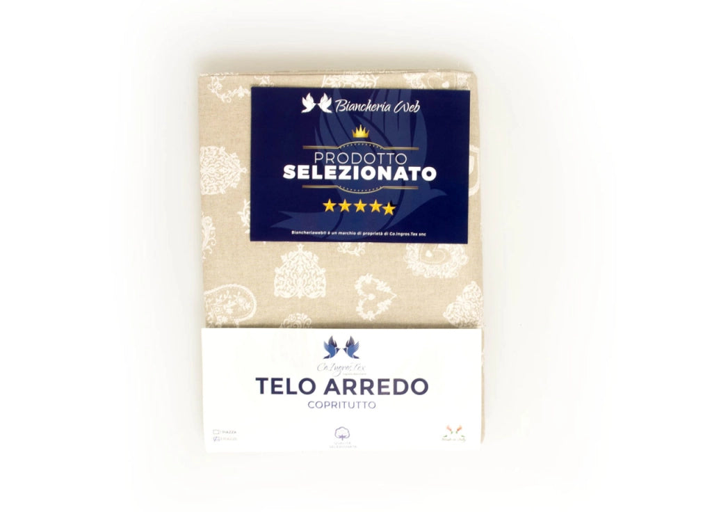 Telo Arredo Granfoulard Copritutto Cotone Made Italy Vari Disegni Arredatutto Copriletto Multiuso - 1 Piazza - Cuore Bianco
