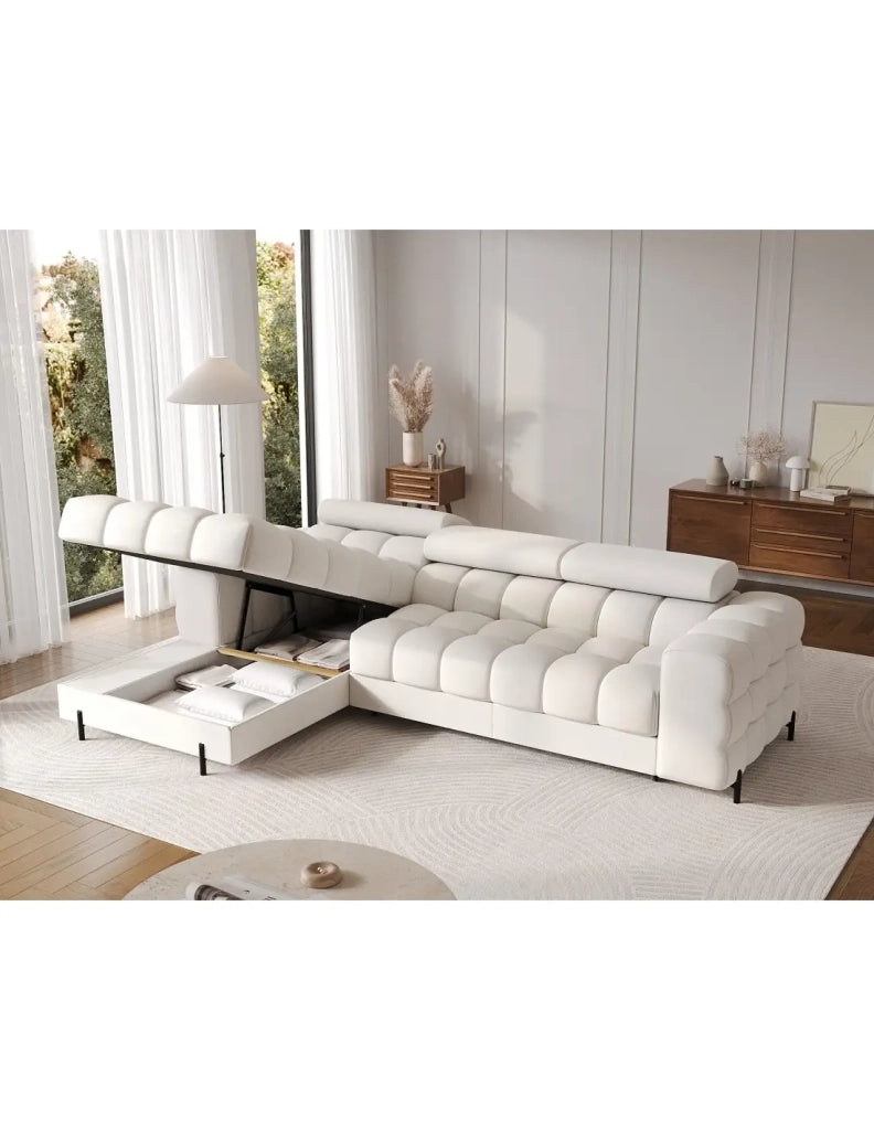 Divano ad angolo sinistro convertibile Bianco stile minimalista 285x99x181cm FILTRO