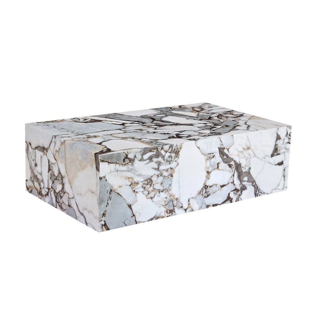 Tavolino da Caff¨¨ Rettangolare ¨C MINIMAL ¨C Bianco Effetto Marmo, MDF, 90x50x30 cm