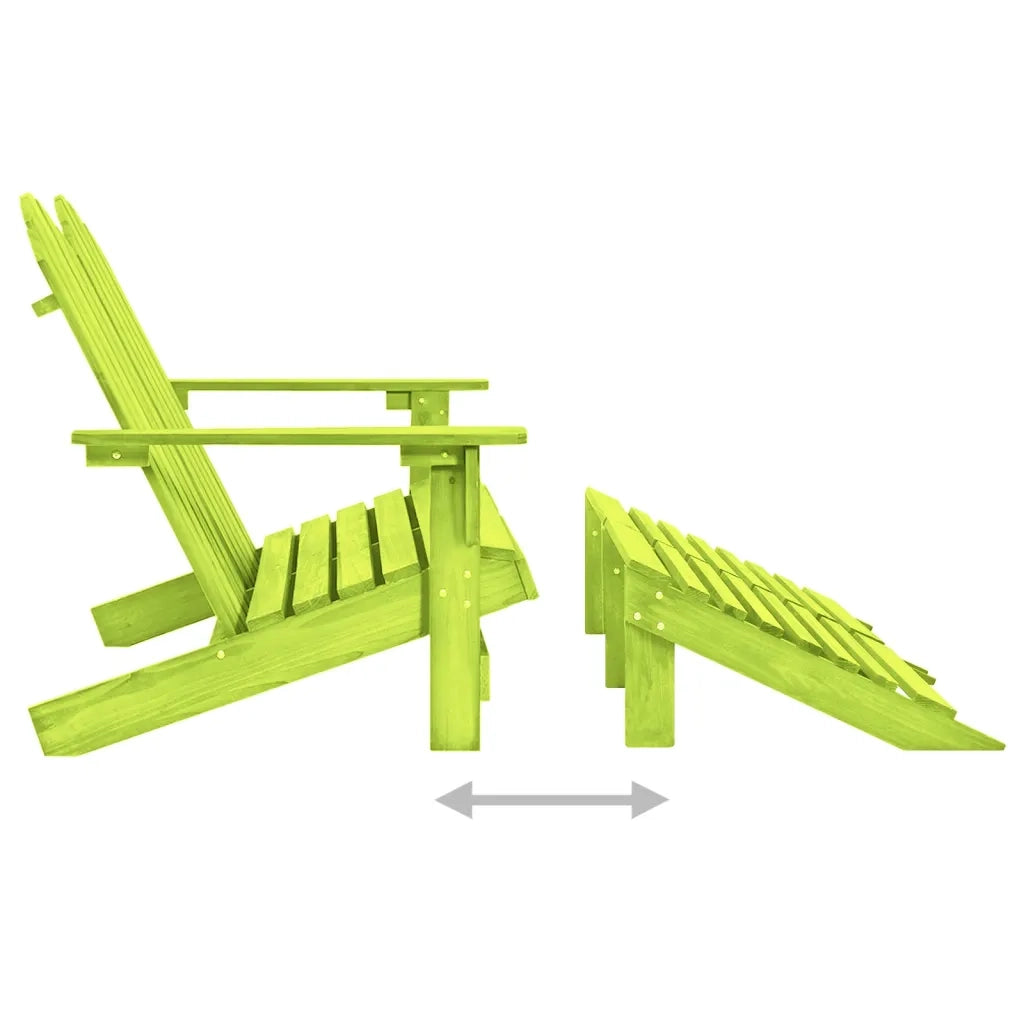 Sedia 2 Posti Adirondack con Ottomana in Abete Massello Verde cod mxl 21470