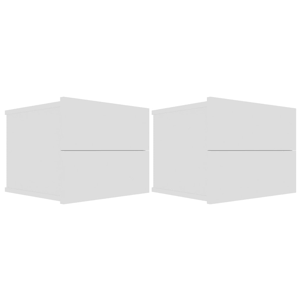 Set di 2 Comodini | Armadio da Notte | Mobiletto da notte Bianchi 40x30x30 cm in Legno Multistrato