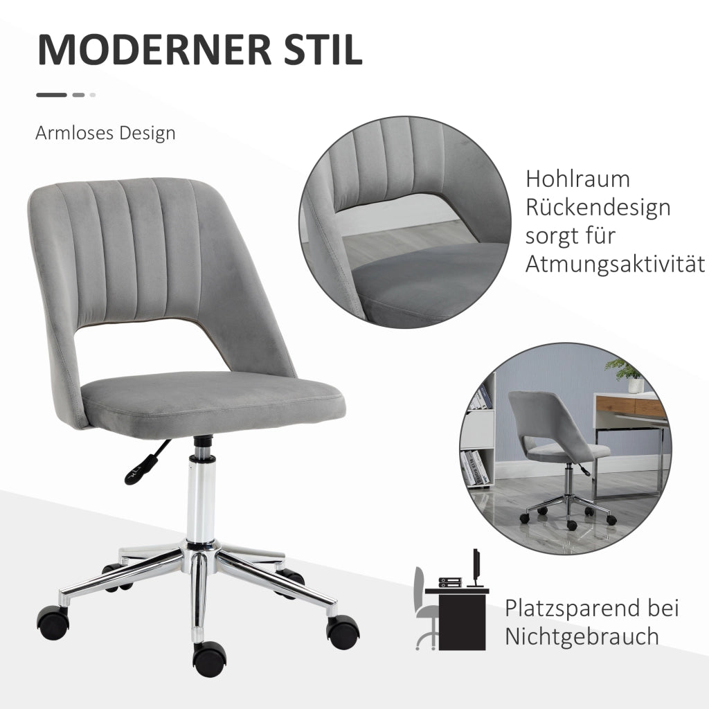 Sedia da ufficio regolabile in altezza con rotelle, 360¡ã girevole, schienale a conchiglia, imbottita in schiuma, grigio ¨C zephmum ¨C 49x60x79-91 cm