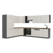 Cucina angolare completa Fame-Line GrigioBeige/Antracite 347 x 60 cm, PL Rovere Vicco