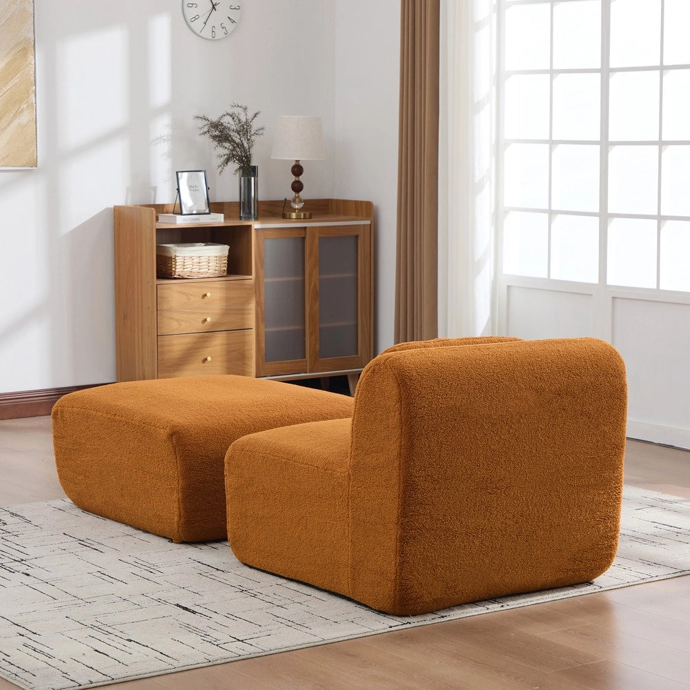Divano Modulare in Tessuto Chenille ¨C MINIMAL ¨C Caramel, Morbido, Antimacchia