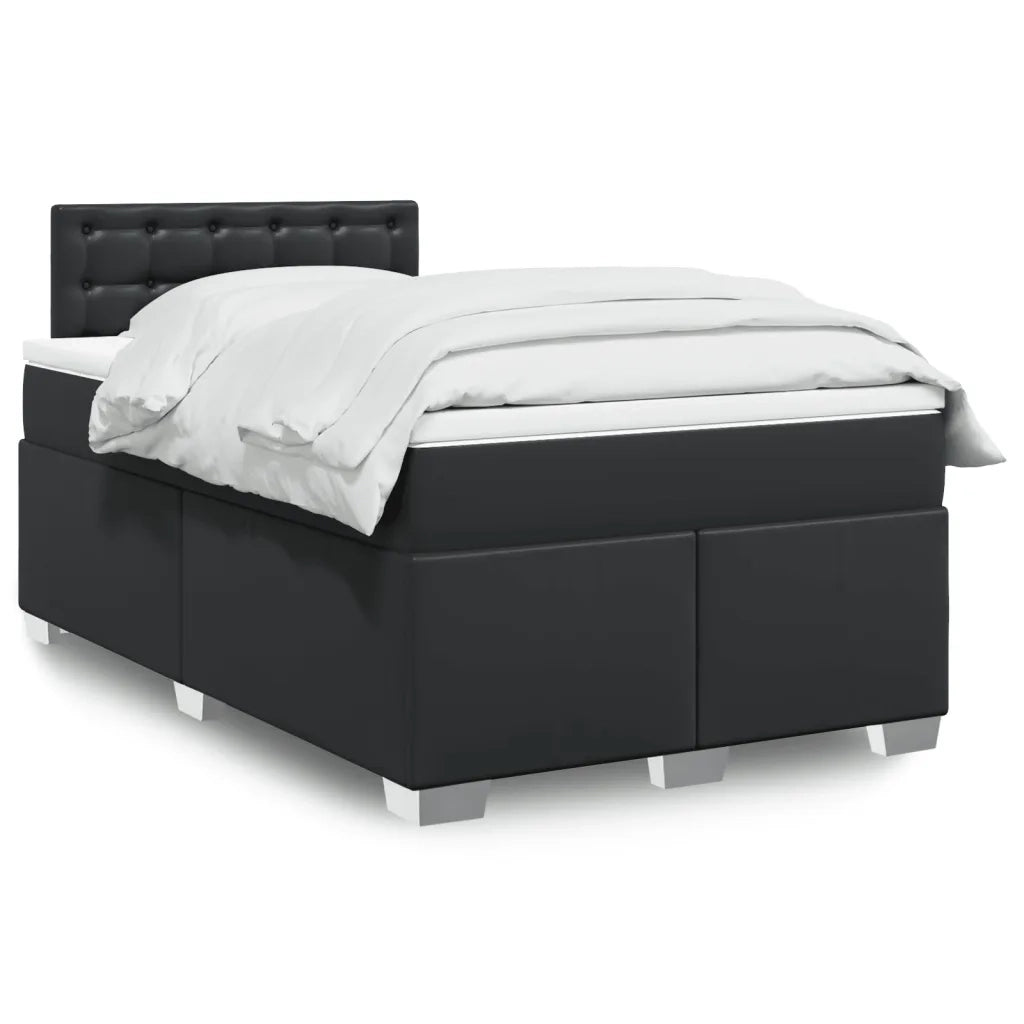 Giroletto a Molle con Materasso Nero 120x190 cm in Similpelle