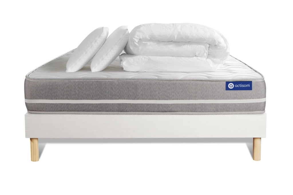 Pacchetto letto completo - Materasso 140x200cm + Box spring con doghe (kit) + 2 cuscini + Piumino - Actiflex Touch