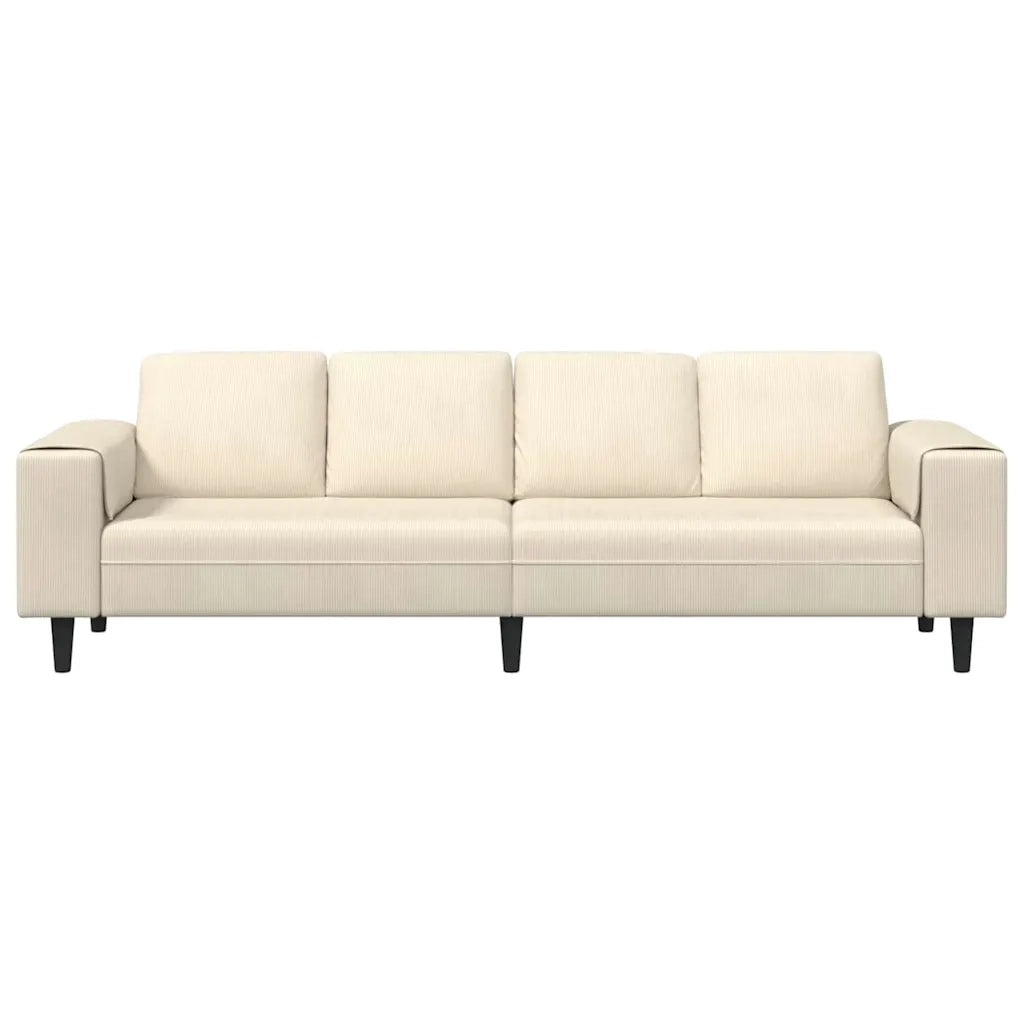 Divano con cuscino Crema 250 x 77 x 76 cm Tessuto in Cords 3335102
