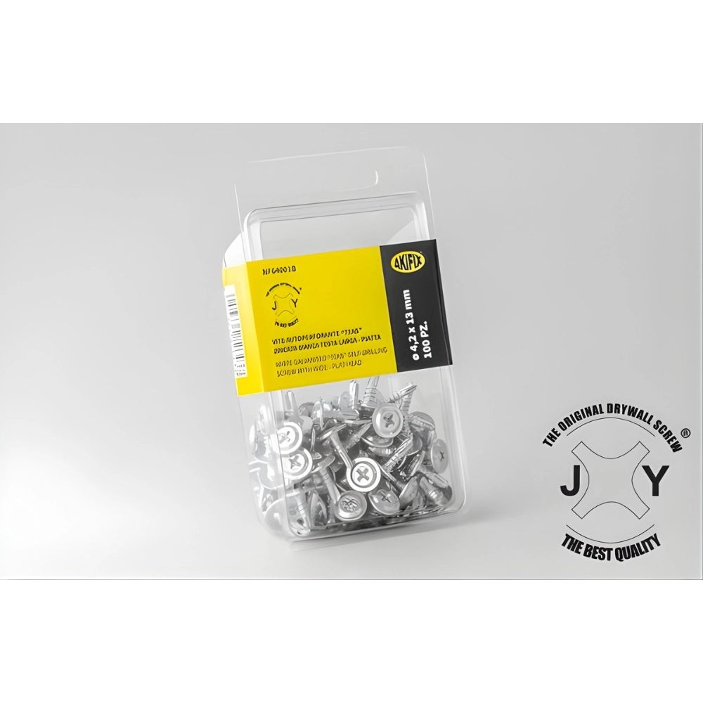 Vite autoperforante zincata bianca testa larga piatta 4,2 x 13 mm 100 pz