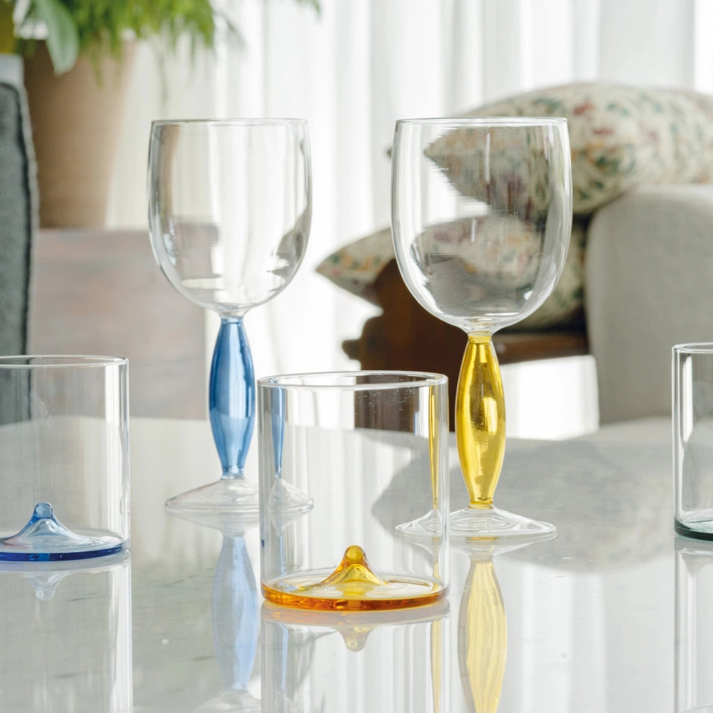 Discobolo Tumbler Set 4 Bicchieri in Vetro Borosilicato Soffiato a Mano Trasparente 34,5 cl Design Elegante per Tavola Formale e Quotidiana