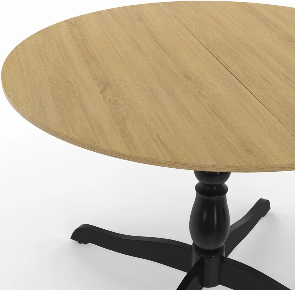 Tavolo da pranzo rotondo MARIE 4-6 persone in faggio e nero 110 cm