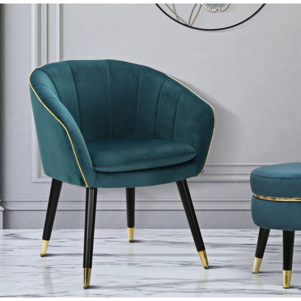 Poltrona Paris ottanio e gold in tessuto con gambe dorate – 62 x 58 x H 78 cm