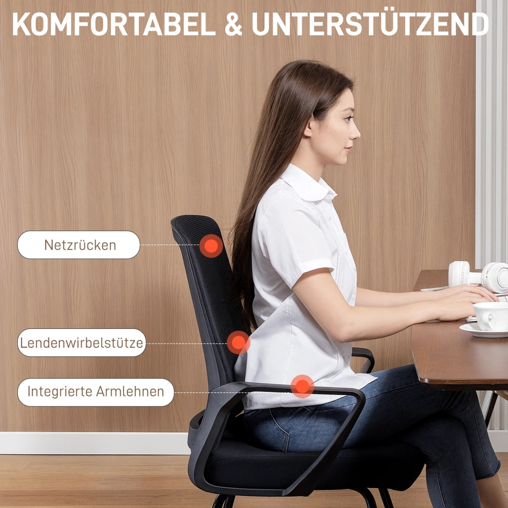 Sedia da Ufficio con Braccioli e Schienale Rete ¨C Zephmum ¨C Nero