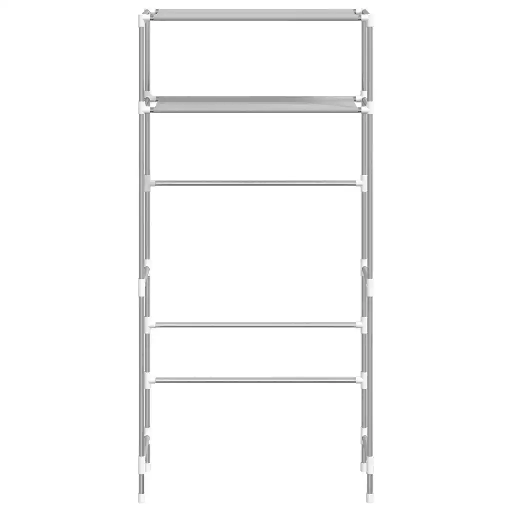 Rastrelliera per Lavatrice a 2 Livelli Grigia 69x28x143cm Ferro 343132
