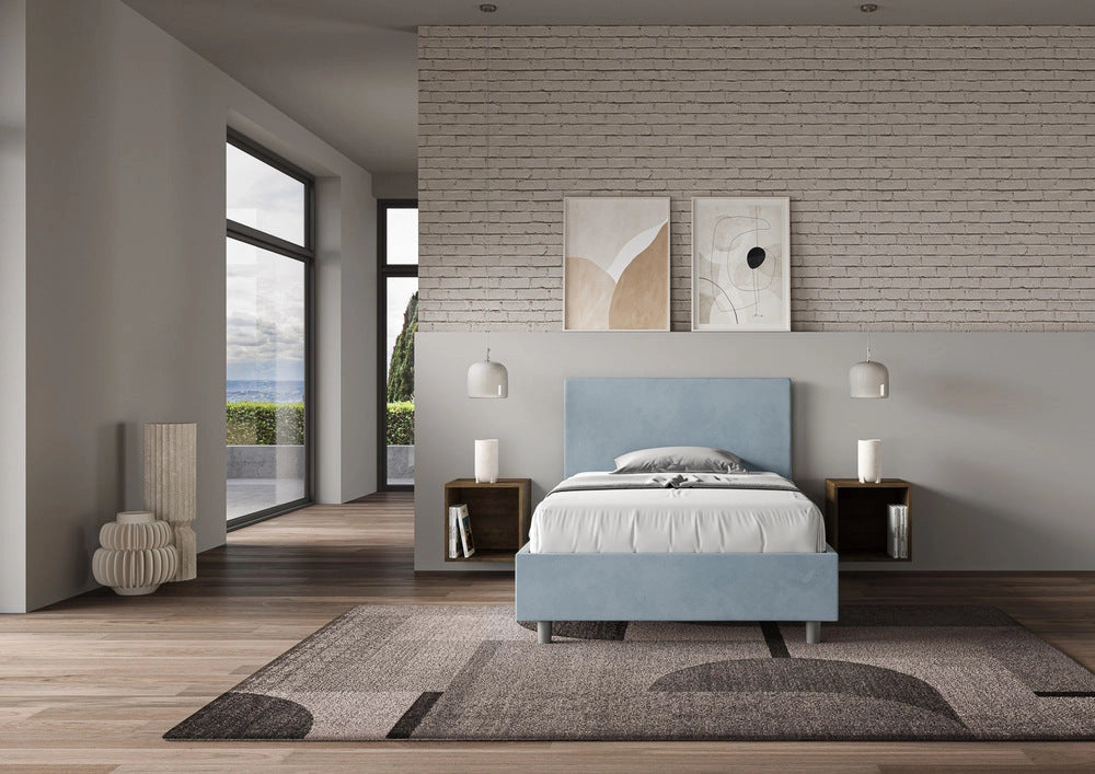 Letto 1 Piazza e Mezzo 120x190 cm con Rete Adele Azzurro