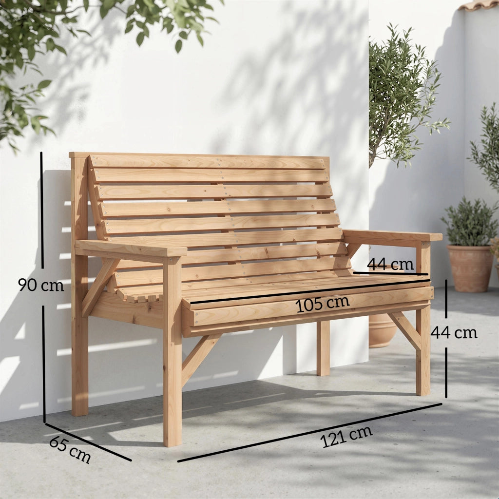 Panchina Giardino 2 Posti Legno con Braccioli ¨C zephmum ¨C Marrone 120x60x80