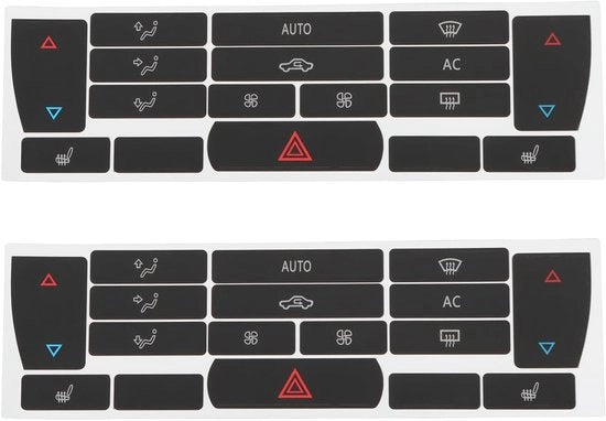 Etichette di Controllo AC per Auto - 2 Set - Compatibili con SAAB 9-3 - Nero - Vinyl - Installazione Facile - Etichette per Auto