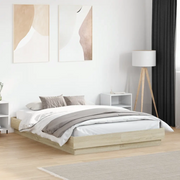 Giroletto con Luci LED-Struttura Letto Rovere Sonoma 120x190 cm