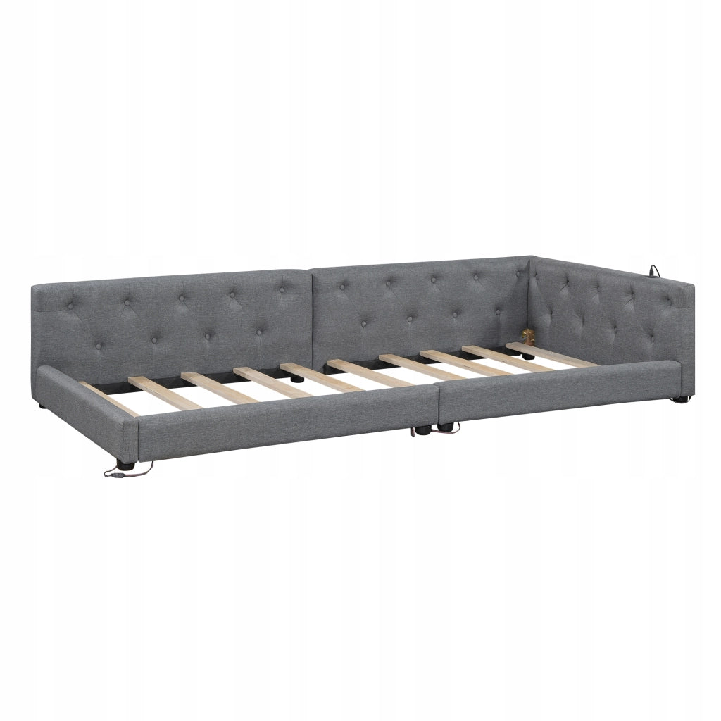 Sofa letto 90x200 - Xylo - LED, USB-C, lino grigio