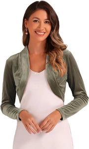 Bolero in Felpa con Lunghe Maniche per Donne - Grigio - Taglia L - Ideale per Natale e Matrimoni
