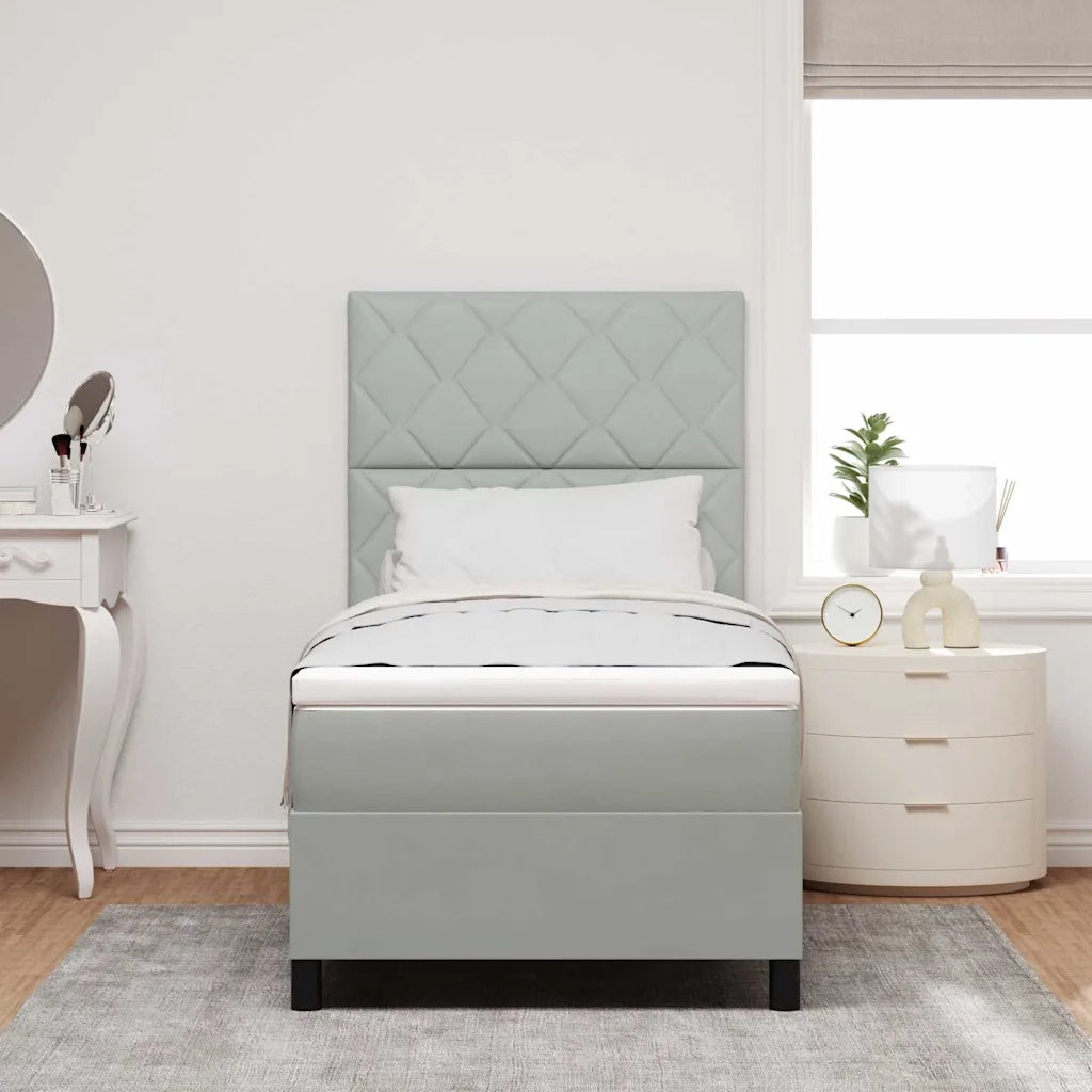 Letto a molle con materasso Grigio chiaro 100 x 200 cm Velluto 3339878