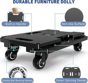 Rolling dolly per trasporto mobili pesanti - Piastra rigida con 4 ruote ammortizzate e cinghie di sostegno - Massimo 200kg