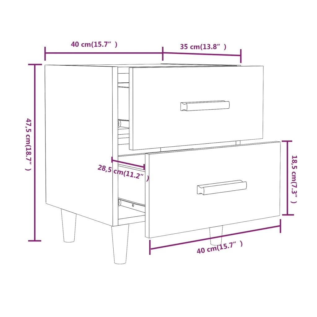 Comodino in Rovere Fumo 40x35x47,5 cm cod mxl 30770
