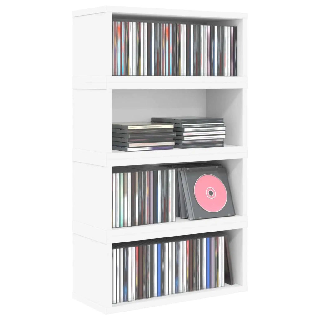 Rack per Stoccaggio CD 4 pz Bianco 40 x 17 x 17 cm 8012708