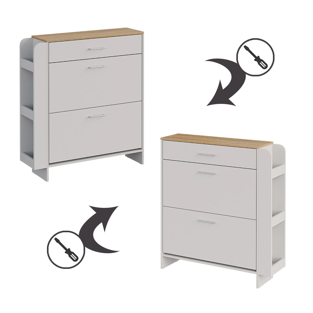 Vicco Mobile porta scarpe Bianco/quercia 88.4 x 101.6 cm Con scomparti aperti e chiusi