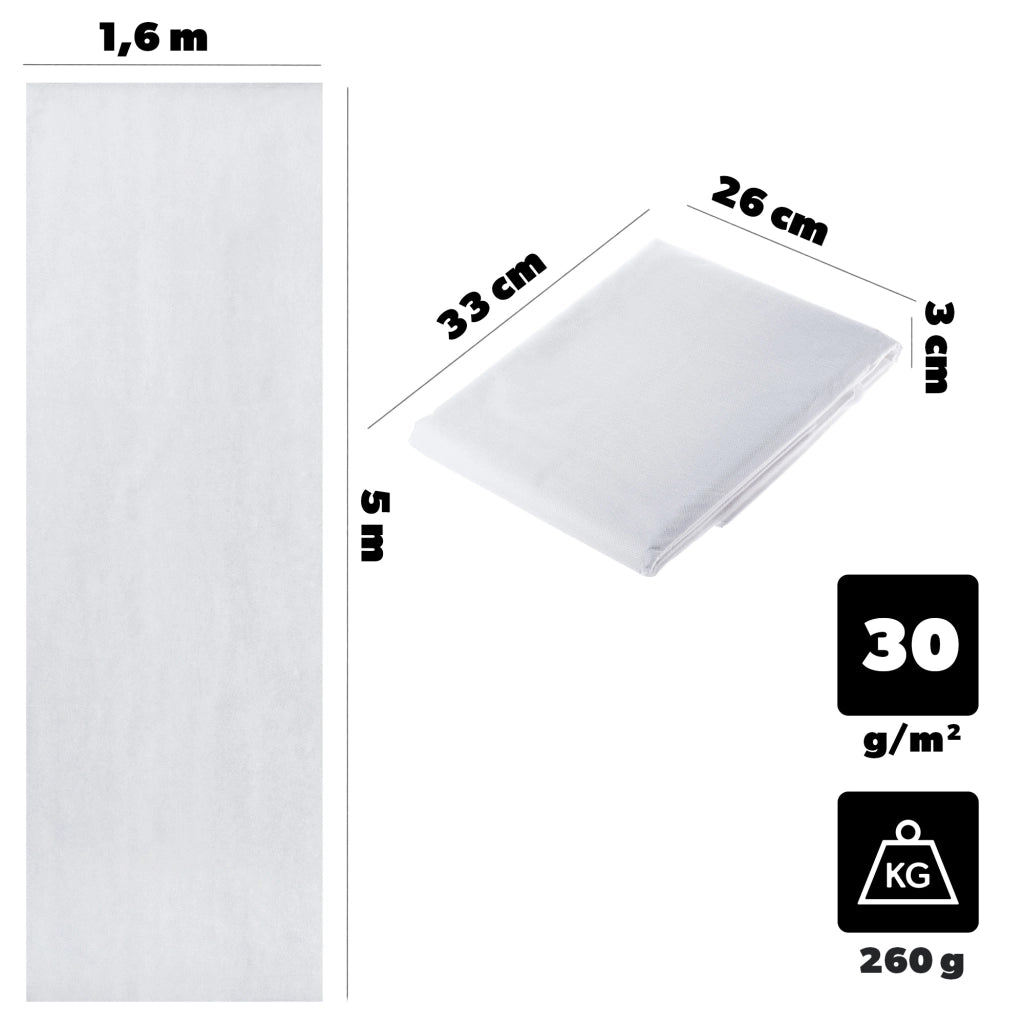 Telo agrotessile bianco KADAX 1,6x5 m 30 g per copertura invernale e primaverile delle piante.