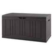 Cassa per patio 300 l contenitore in hdpe impermeabile, Cassa per patio contenitore per attrezzi da giardinaggio Marrone-Casette da giardino