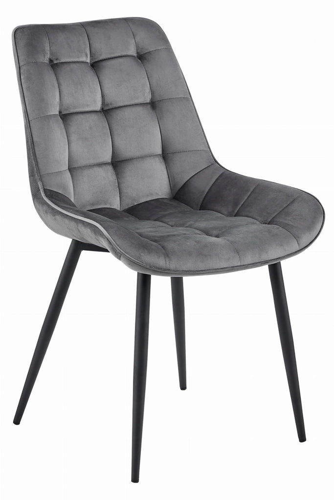 Sedia VALORA BERA - Velluto grigio scuro con gambe nere x 3