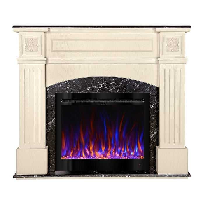 Camino Elettrico da Pavimento 120x140x30 cm Effetto Fiamma 1500W Josefina & Colorado Ivory/dark gray