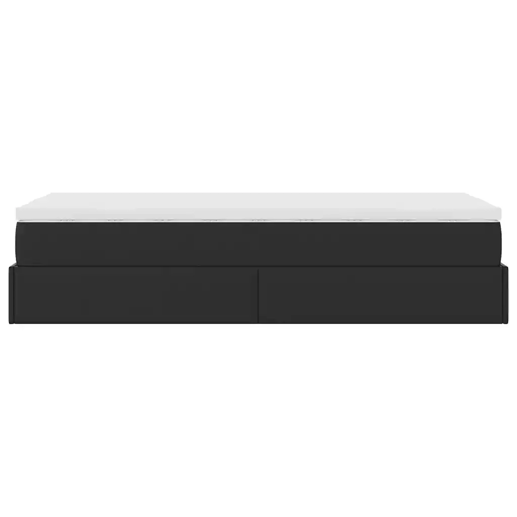 Struttura Letto Pouf con Materasso Nero 90x200 cm Similpelle 3311016