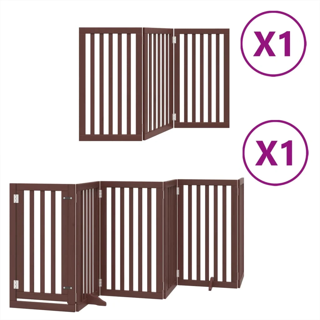 Cancelletto di sicurezza per animali domestici porta pieghevole 9 pannelli legno di pioppo marrone 02_0023272