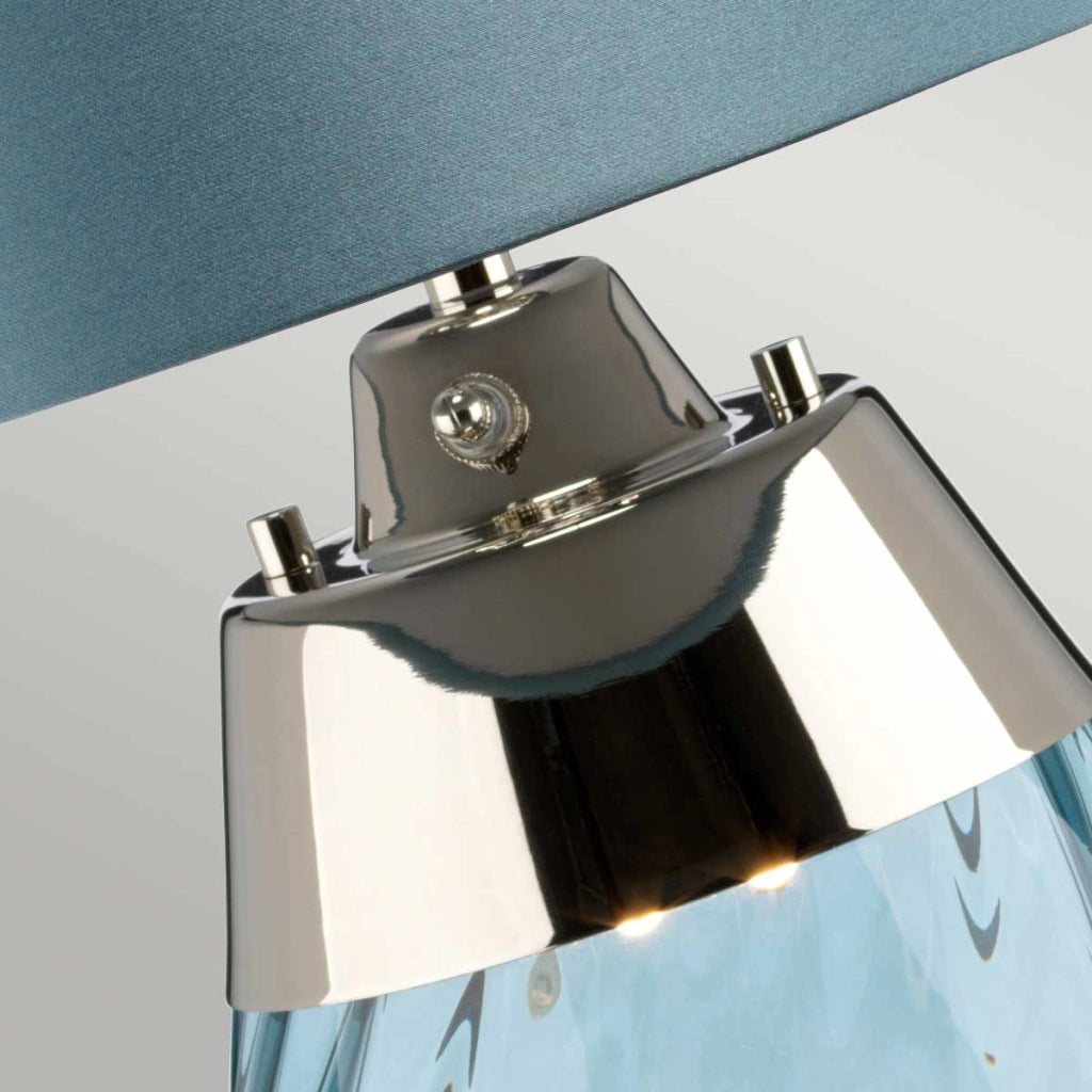 Lampada da tavolo Lena blu vetro, paralume 60cm E27 Elstead