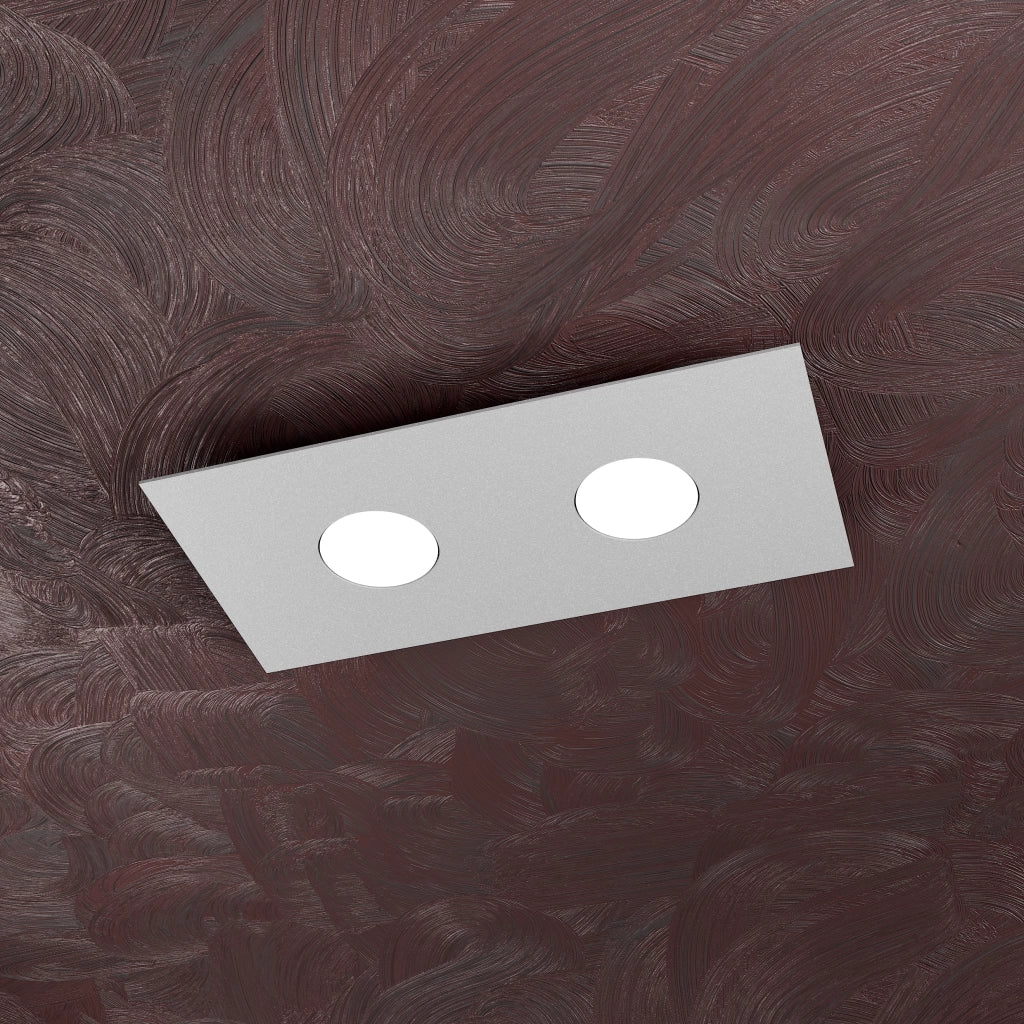 Toplight Plafoniera da soffitto rettangolare 2 luci Area con attacco GX53, struttura colore grigio, design moderno 40x20x3cm