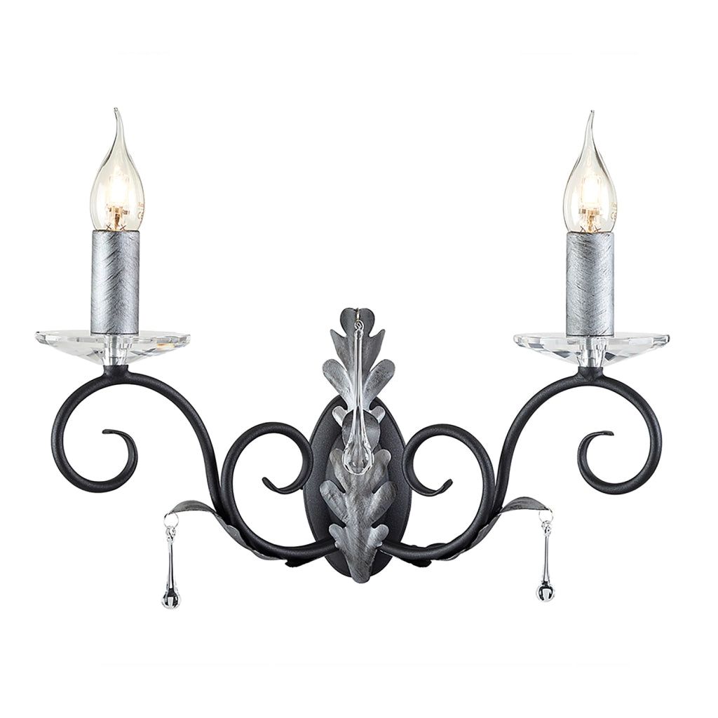 Applique Classica Amarilli Acciaio Nero Argento 2 Luci E14