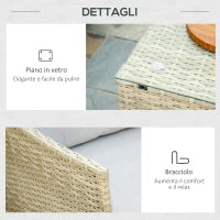Salotto da Giardino 7 Pezzi Modulabile in Rattan PE con Cuscini, Beige